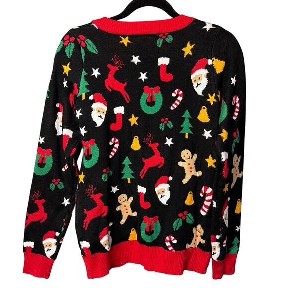 Tipsy Elves Ugly Christmas Sweater V-Neck Cardigan Unisex Size M Holiday Parties - Picture 2 of 7